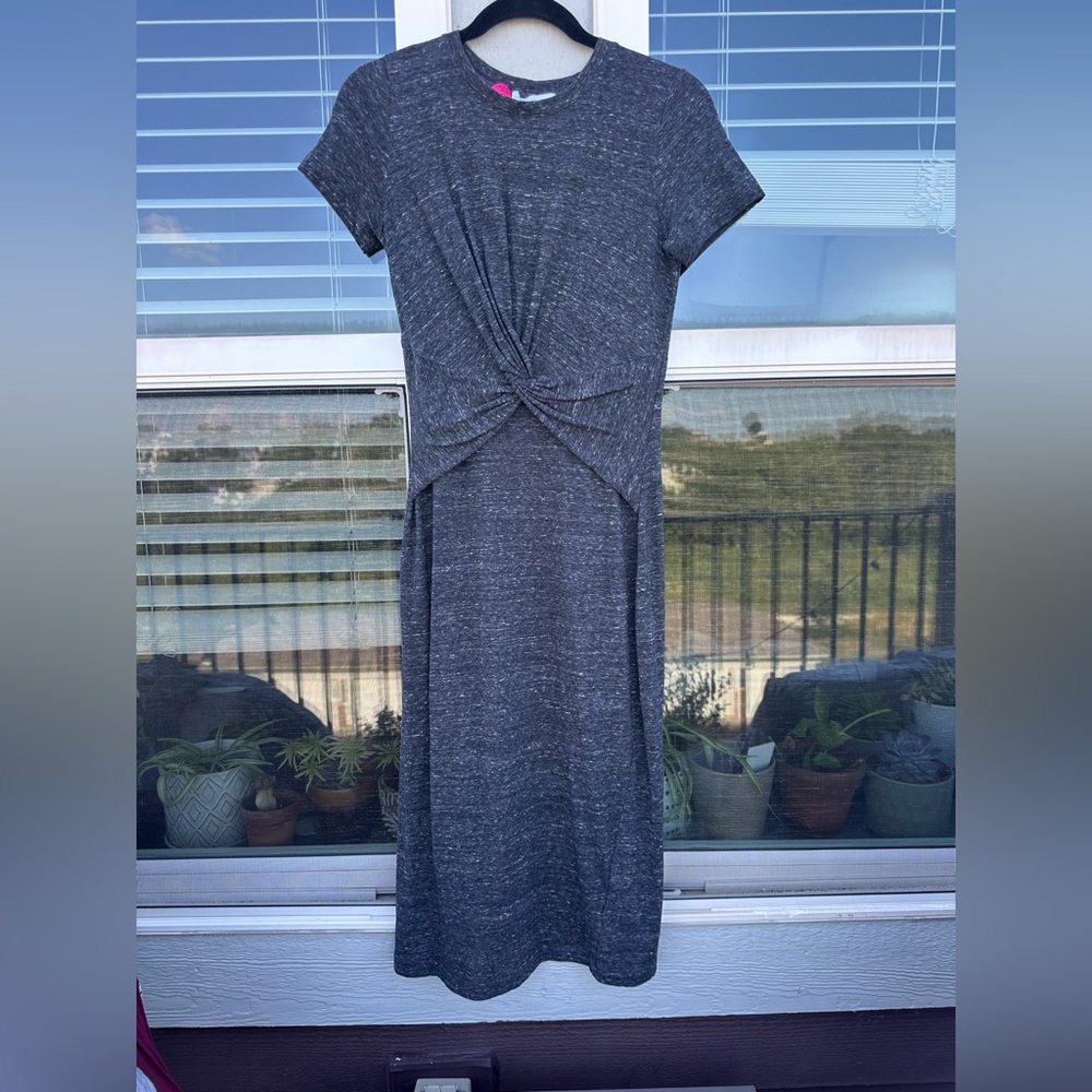 Urban Outfitters Womenβs Twist Knot Front Heathered Charcoal Grey Dress